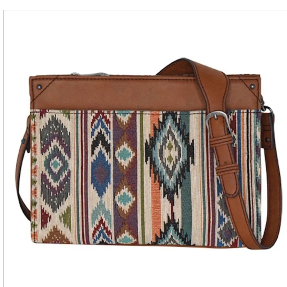 Justin Jacquard Aztec Patterned Southwestern Cros… - image 1